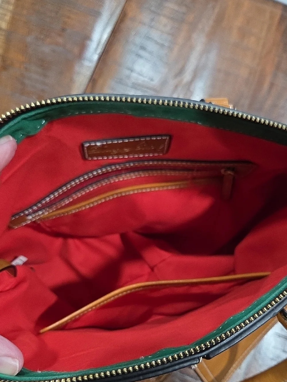 Dooney & Bourke Tan Leather Satchel with Crossbody Strap
